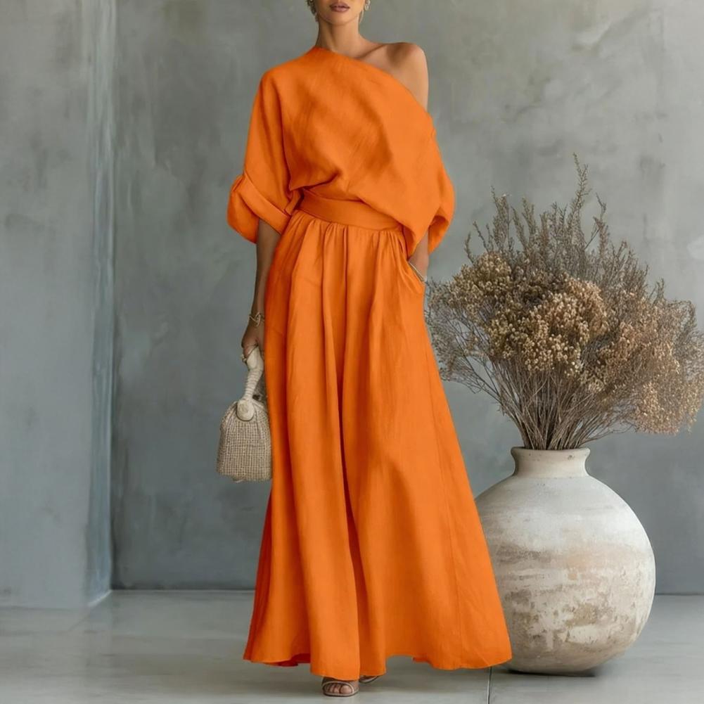 Women Blouse Pants Set Elegant - مراجعة Blouse Off Shoulder وسعره