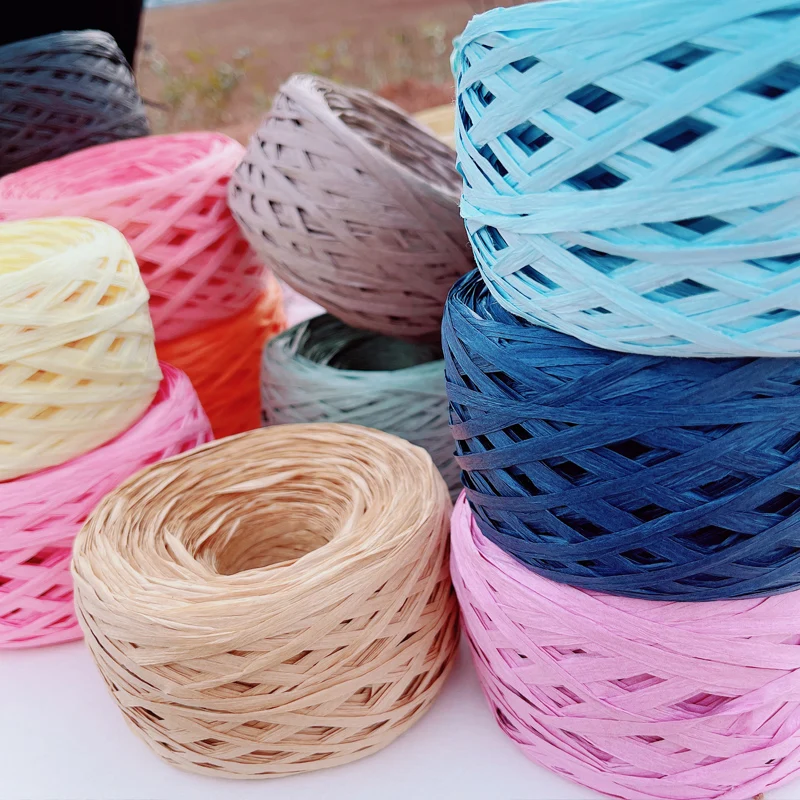 180m raffia Yarn paper Grass f - مراجعة Crochet Bag Raffia وسعره