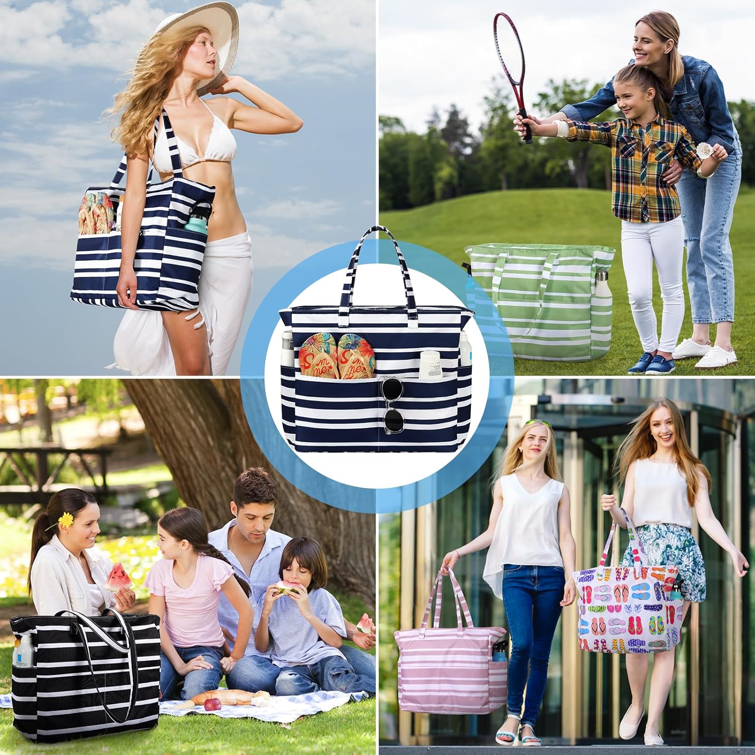 Waterproof Sandproof Beach Tot - مراجعة Tote Bag Beach وسعره