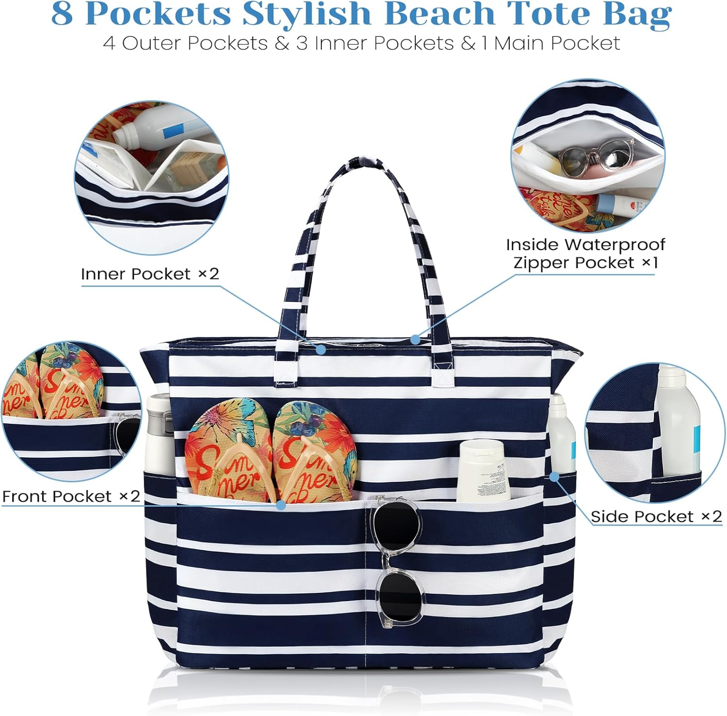 Waterproof Sandproof Beach Tot - مراجعة Tote Bag Beach وسعره