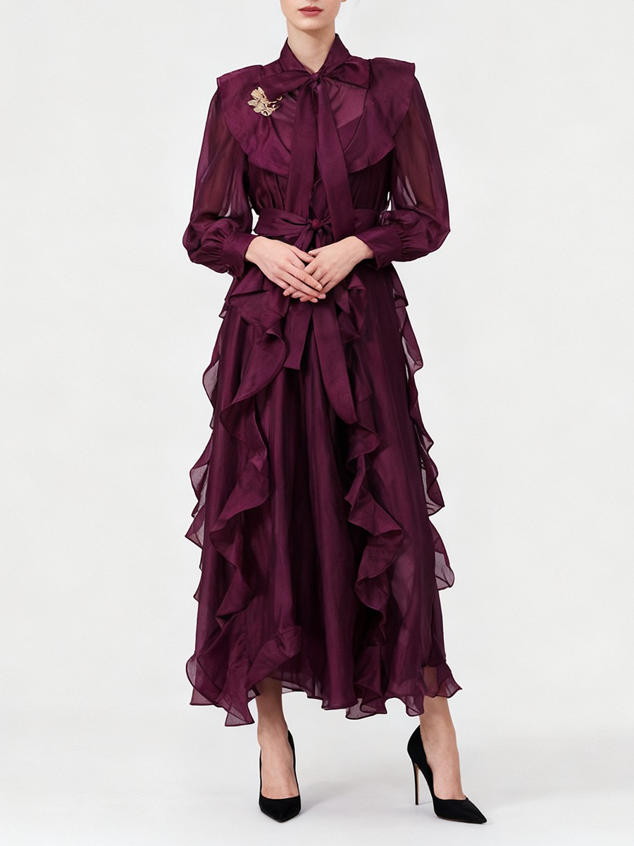 TWOTWINSTYLE Solid Spliced Ruf - مراجعة Linen Dress Wrap وسعره