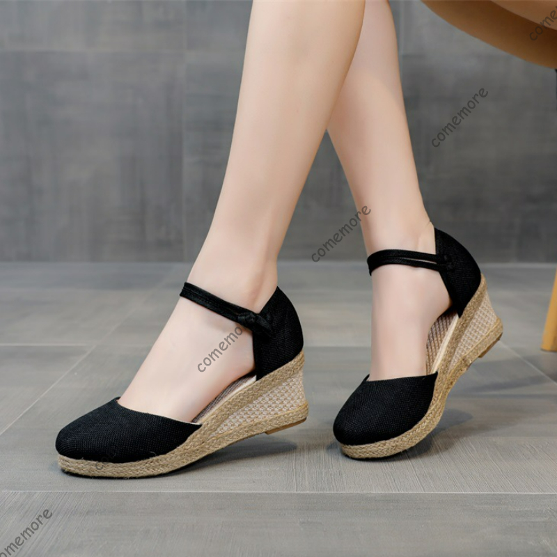 Comemore Sandals High Heel Sum - مراجعة Wedge Espadrille Women وسعره
