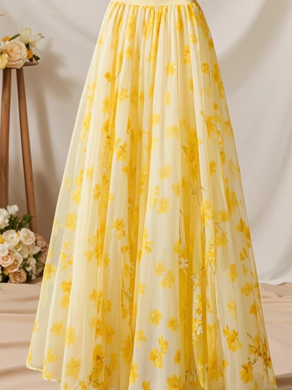 Summer 2026 High Waist Yellow  - مراجعة Midi Skirt Floral وسعره