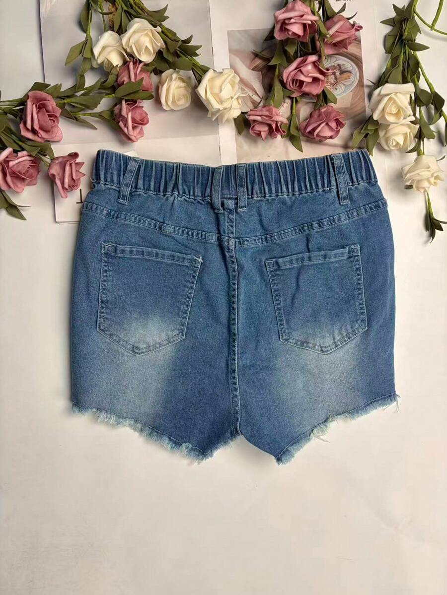 Womens Elastic Waist Frayed He - مراجعة Shorts Denim Frayed وسعره