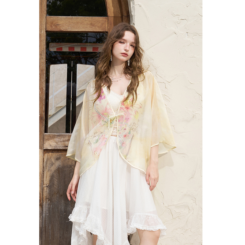ELFSACK New Chinese Frog Butto - مراجعة Kimono Sheer Floral وسعره