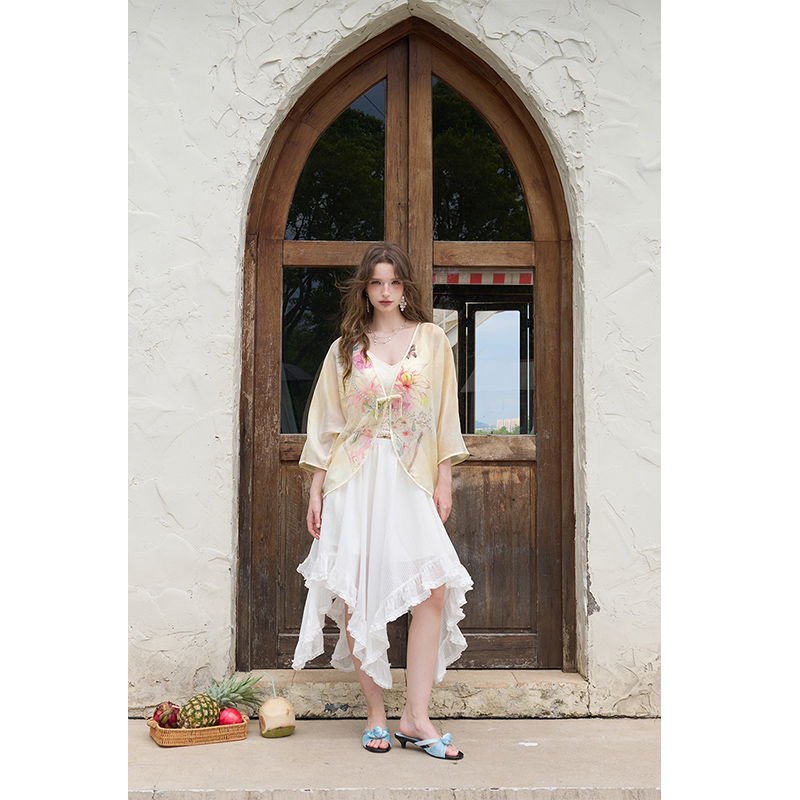 ELFSACK New Chinese Frog Butto - مراجعة Kimono Sheer Floral وسعره