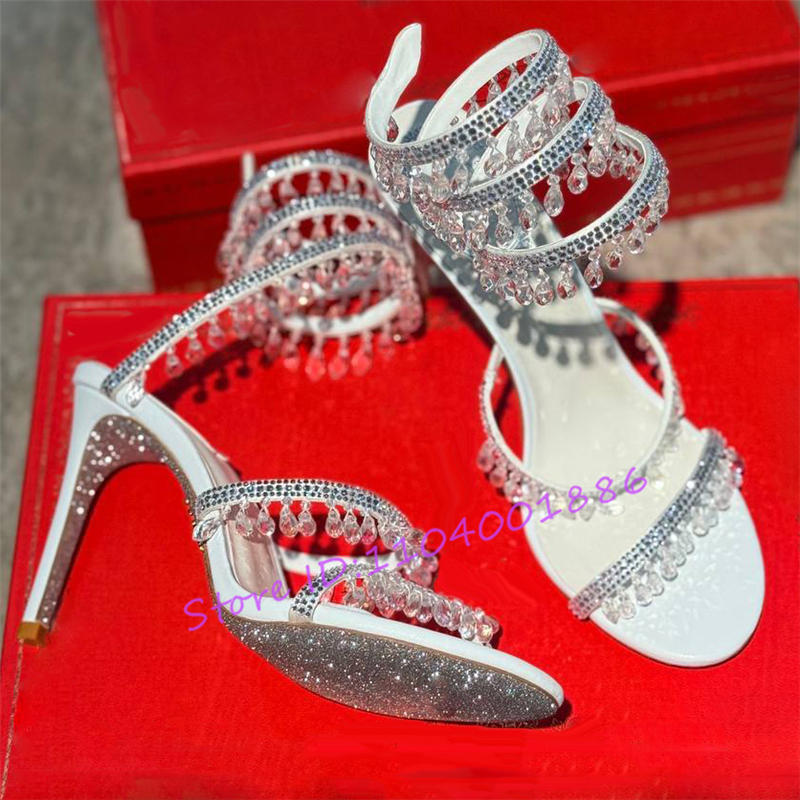 Rhinestone Snake Shape Ankle S - مراجعة Sandal Strappy Heeled وسعره