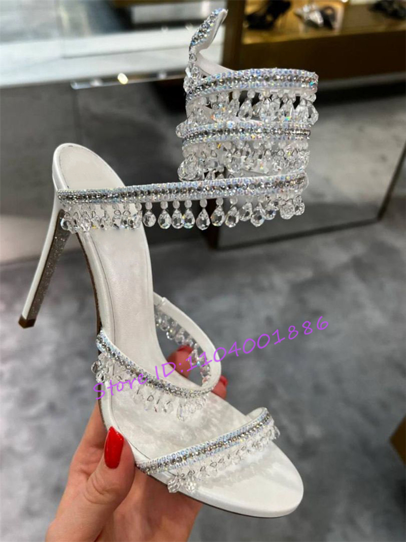 Rhinestone Snake Shape Ankle S - مراجعة Sandal Strappy Heeled وسعره