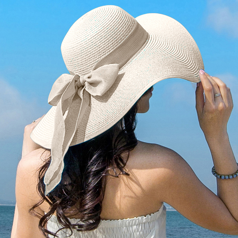 Summer Women Straw Hat Bowknot - مراجعة Hat Floppy Wide وسعره