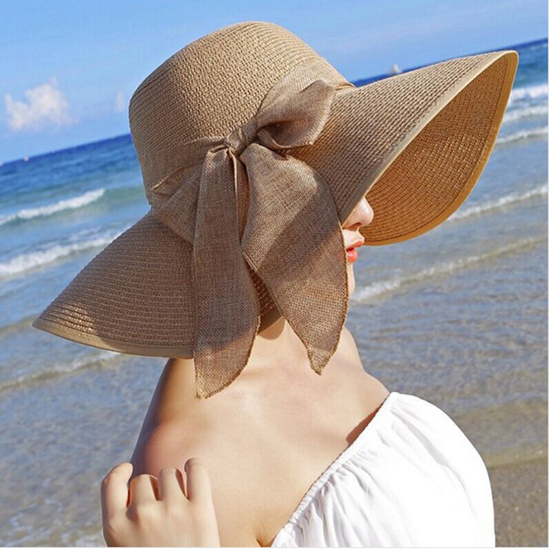 Summer Women Straw Hat Bowknot - مراجعة Hat Floppy Wide وسعره