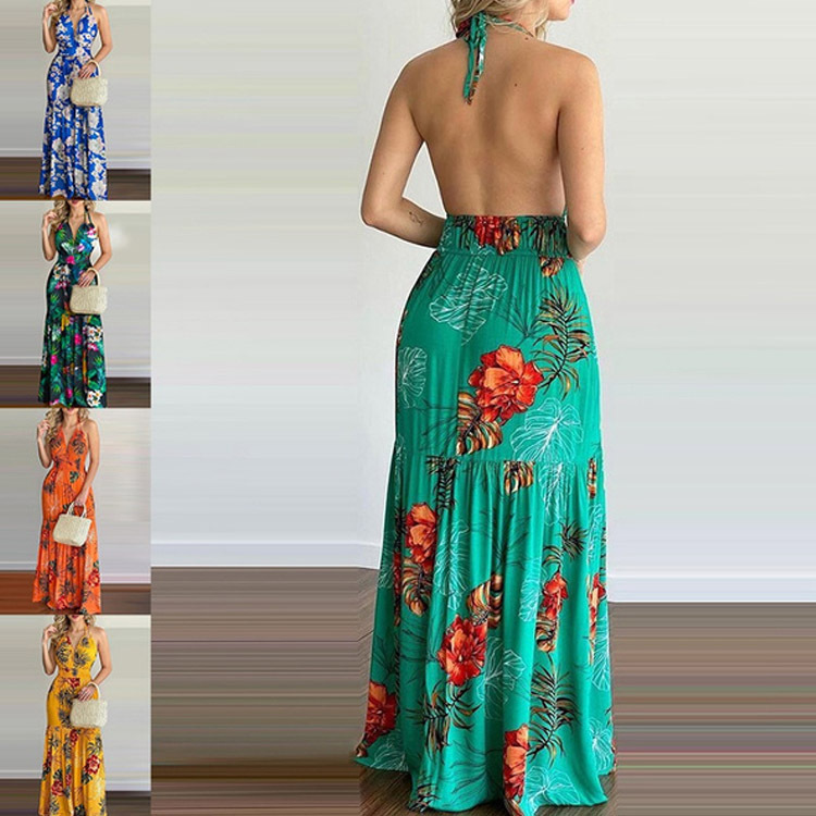 Floral Maxi Dress Long Backles - مراجعة Maxi Dress Halter وسعره