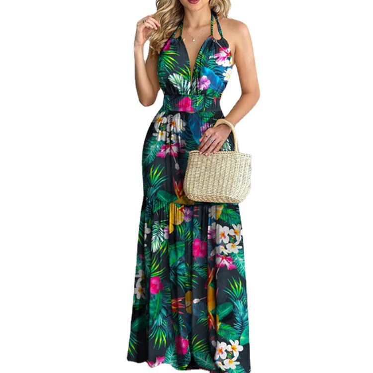 Floral Maxi Dress Long Backles - مراجعة Maxi Dress Halter وسعره