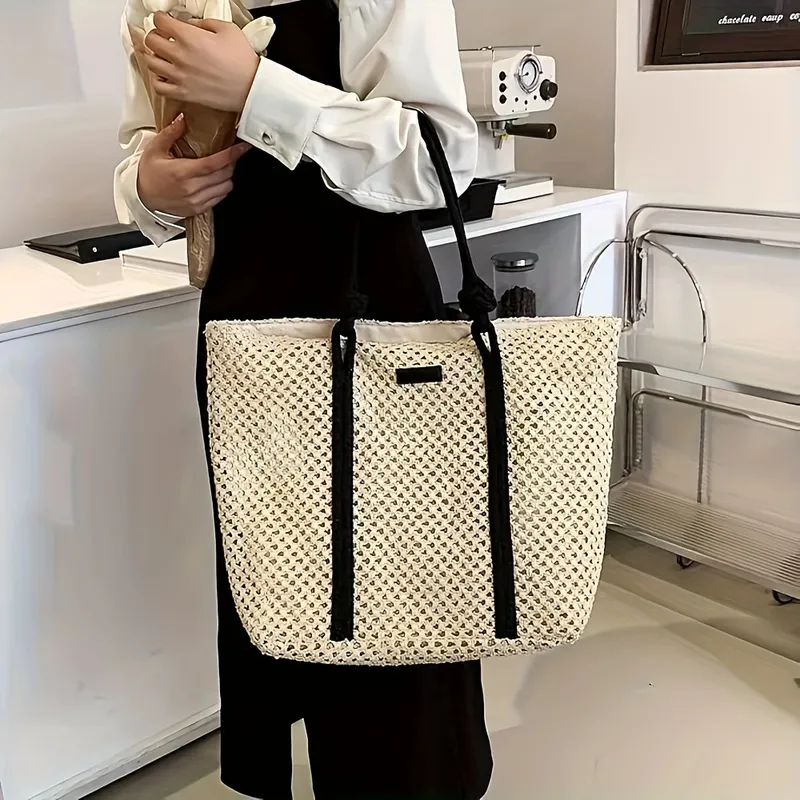 Hollow Straw Woven Tote Bag fo - مراجعة Tote Bag Beach وسعره