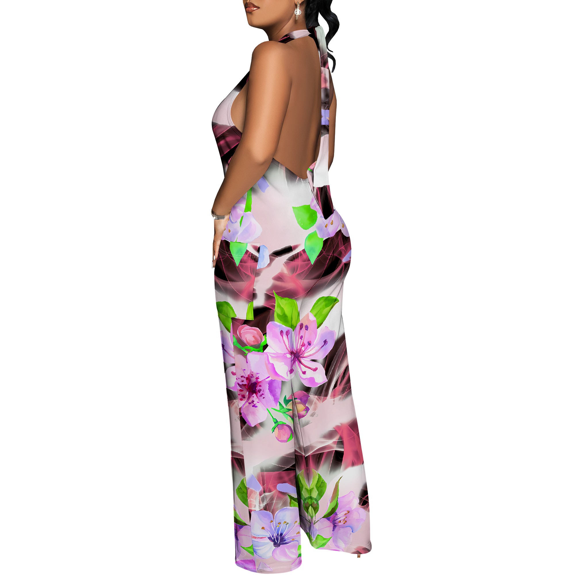 Floral Print Halter Jumpsuit - - مراجعة Romper Floral Print وسعره