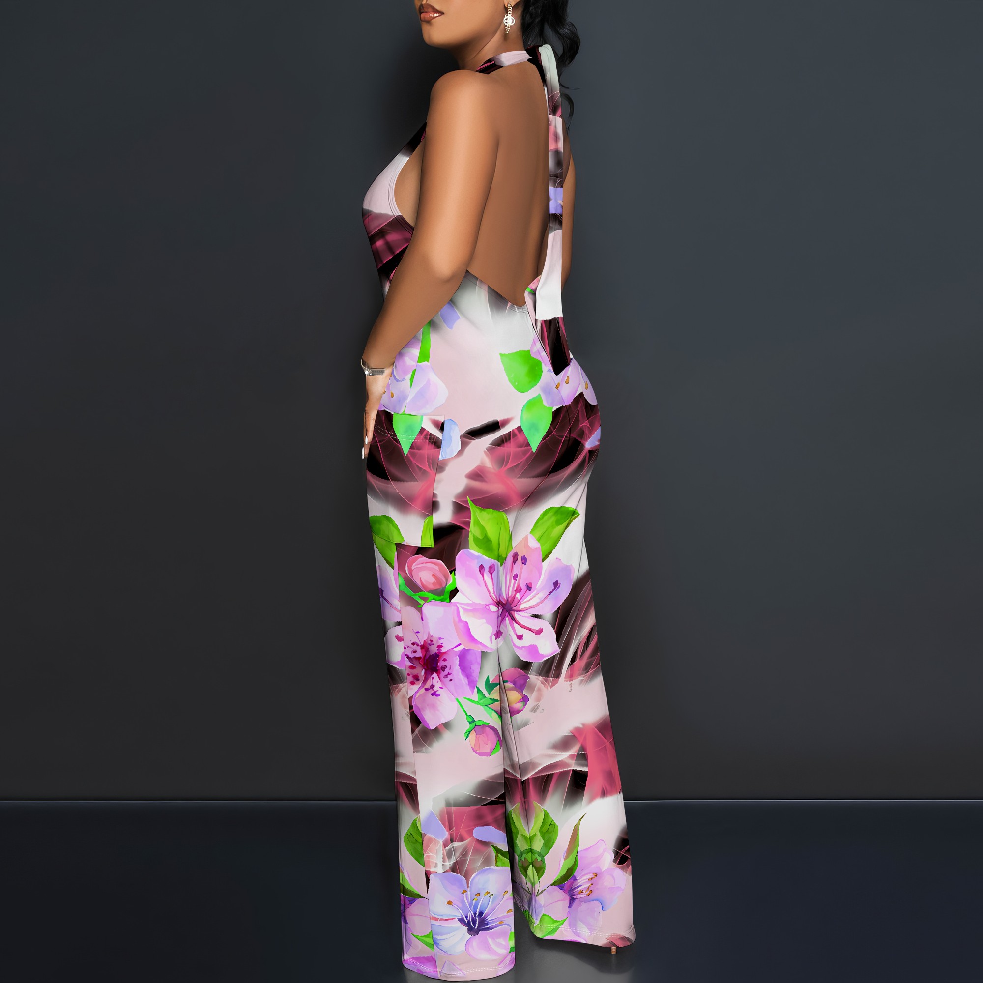 Floral Print Halter Jumpsuit - - مراجعة Romper Floral Print وسعره