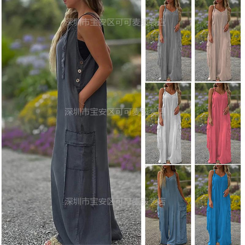 Loose Summer Jumpsuit Casual L - مراجعة Jumpsuit Linen Relaxed وسعره