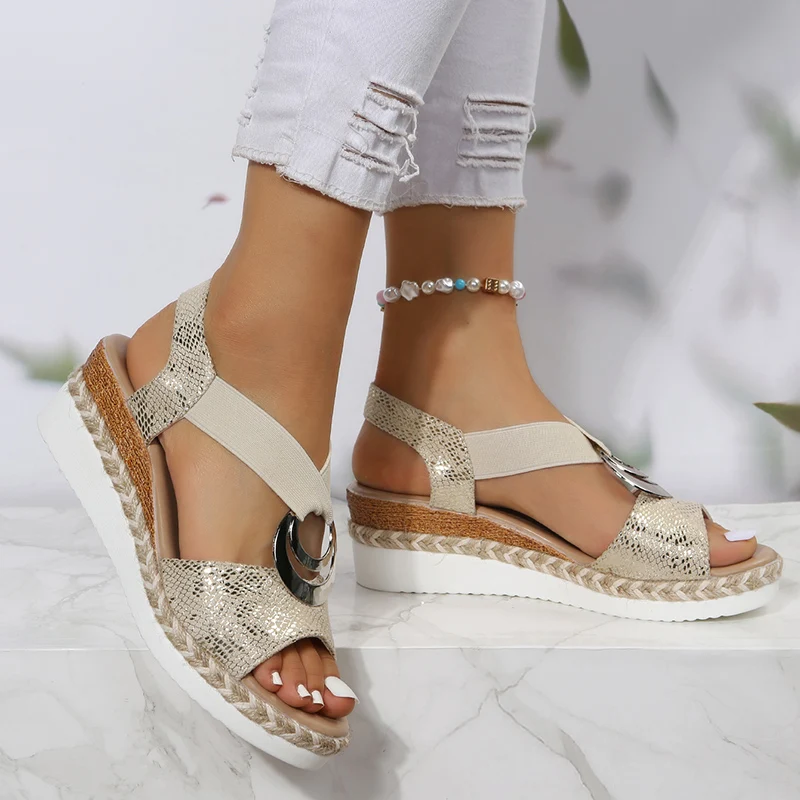 Metal Buckle Wedge Sandals for - مراجعة Wedge Espadrille Women وسعره