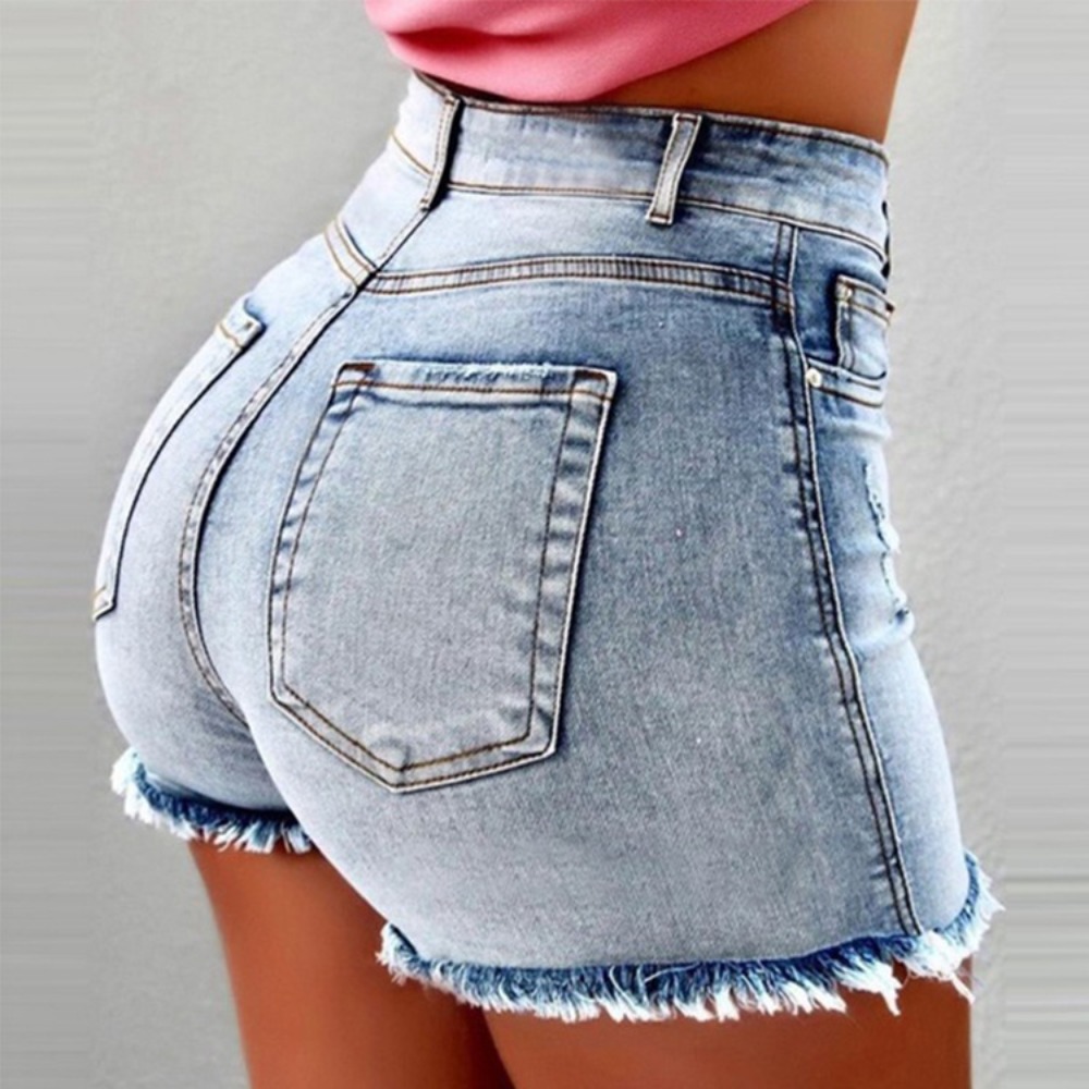 Women's High Waisted Denim Sho - مراجعة Shorts Denim Frayed وسعره