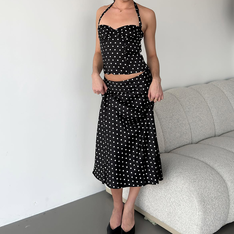 Two Piece Set Polka Dot Skirts - مراجعة Crop Top Crochet وسعره