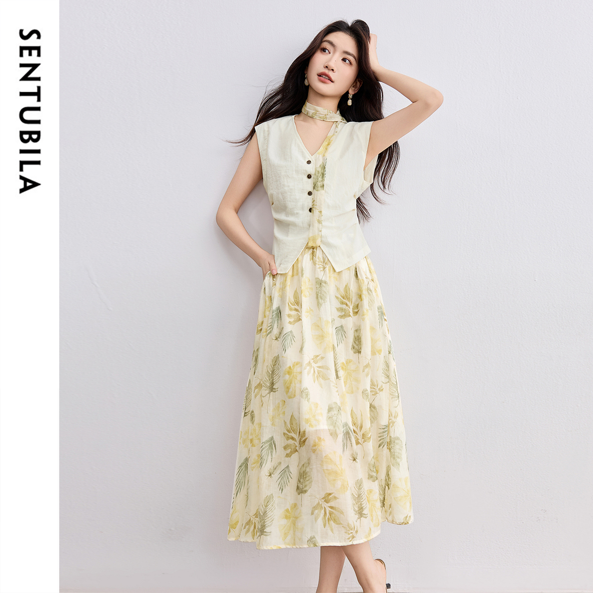 SENTUBILA Elegant Skirt Holida - مراجعة Midi Skirt Floral وسعره