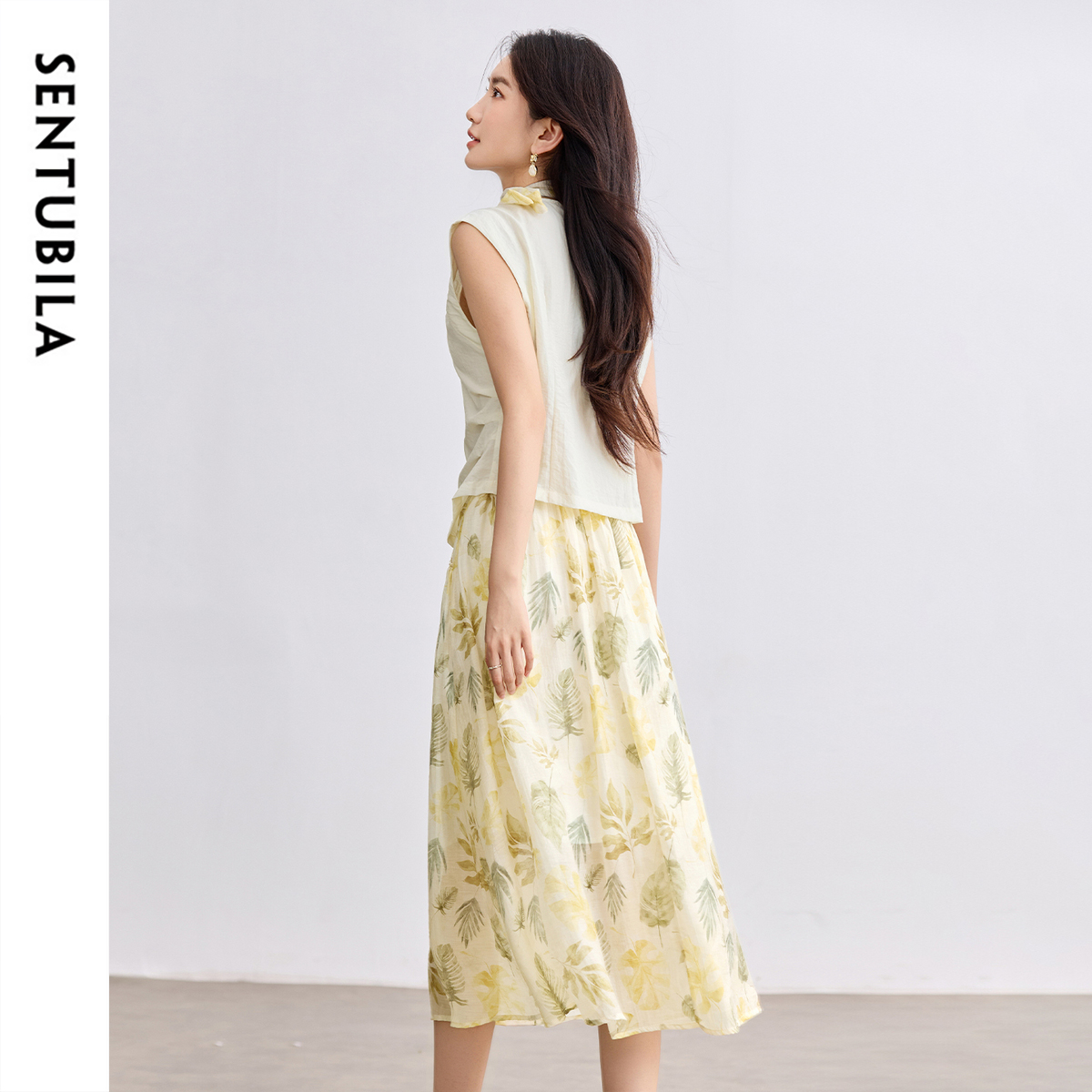 SENTUBILA Elegant Skirt Holida - مراجعة Midi Skirt Floral وسعره