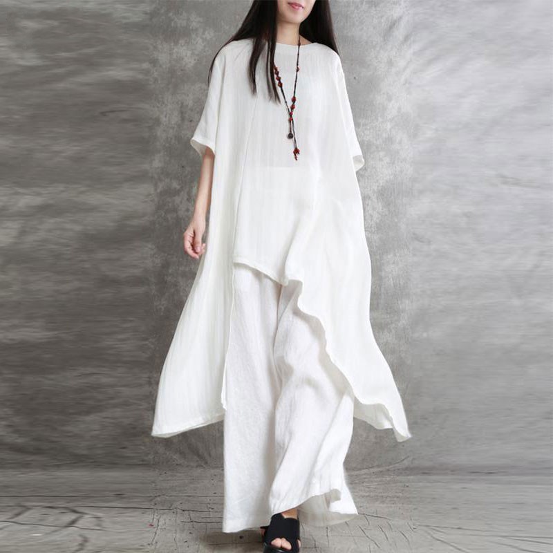 Women's Cotton Linen 2-piece S - مراجعة Linen Pant Wide وسعره