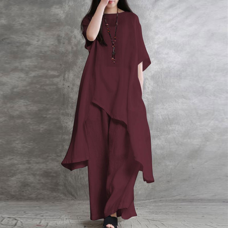 Women's Cotton Linen 2-piece S - مراجعة Linen Pant Wide وسعره
