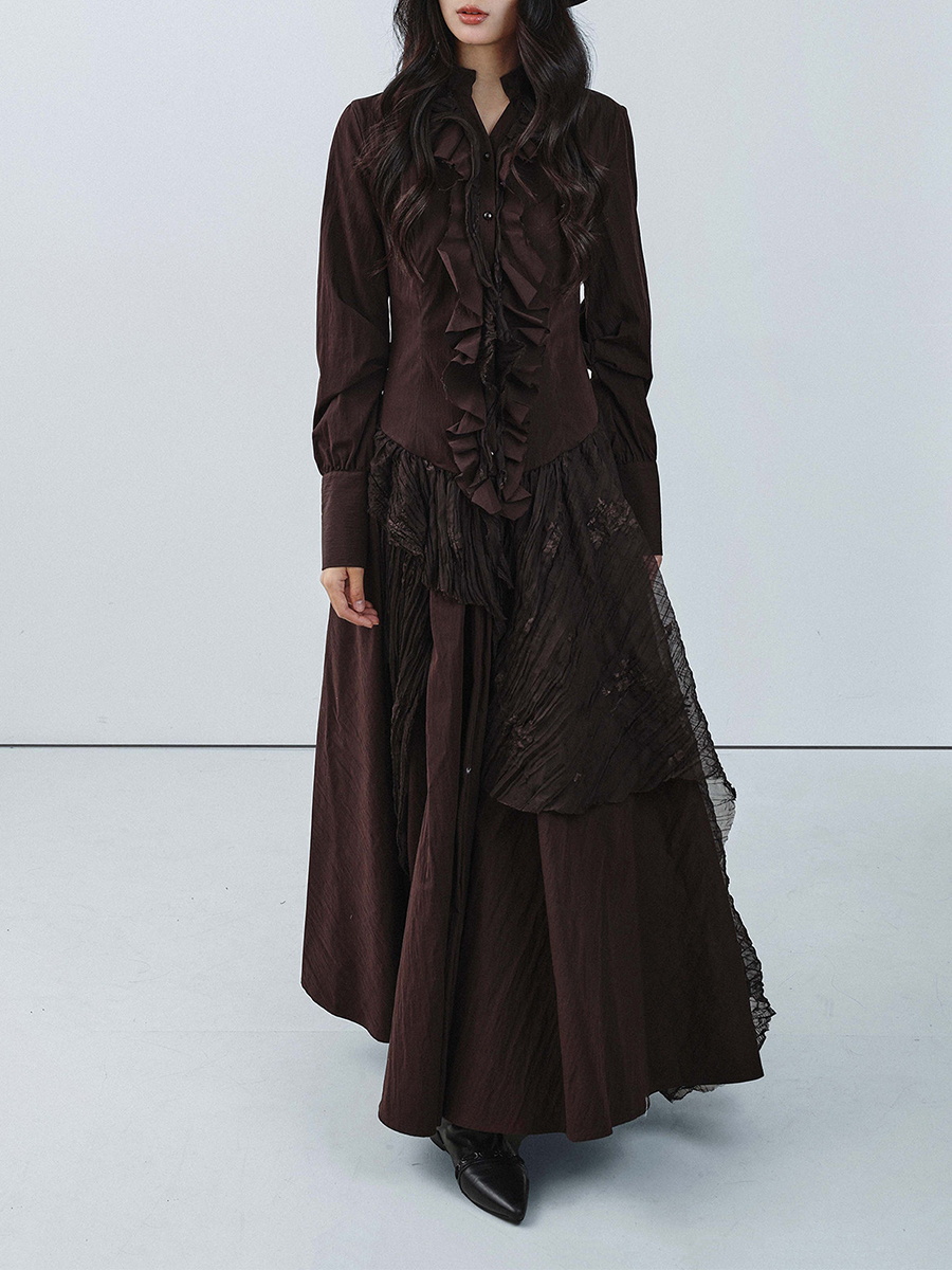 TWOTWINSTYLE Brown Spliced Fol - مراجعة Linen Dress Wrap وسعره
