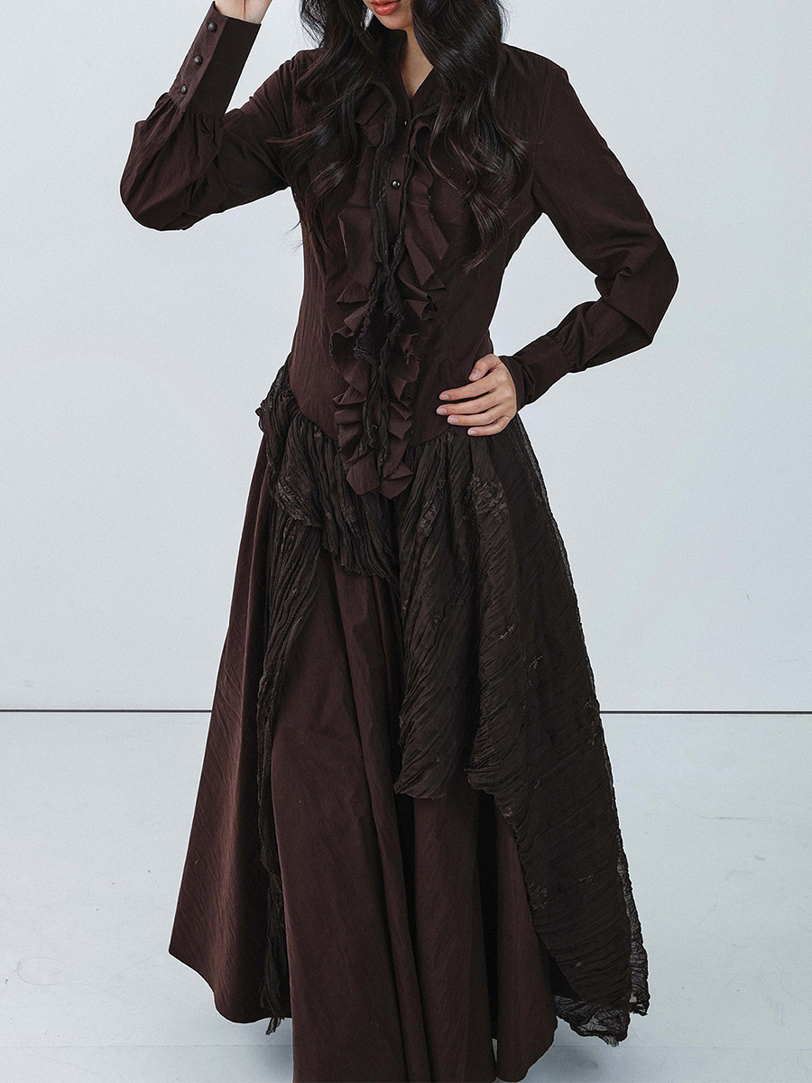 TWOTWINSTYLE Brown Spliced Fol - مراجعة Linen Dress Wrap وسعره