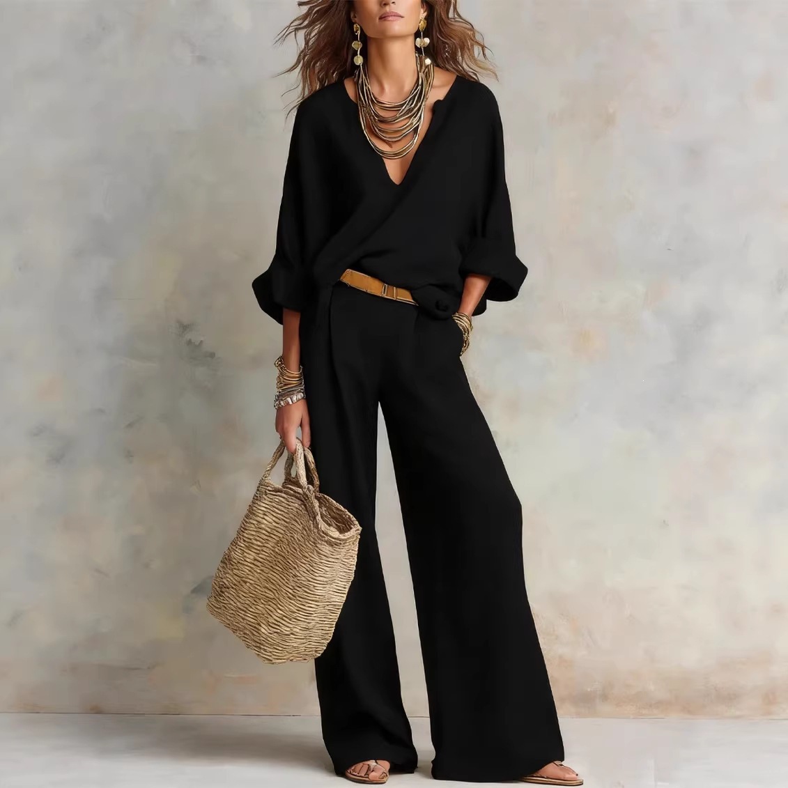 Vintage Women Simple Casual Pu - مراجعة Linen Pant Wide وسعره