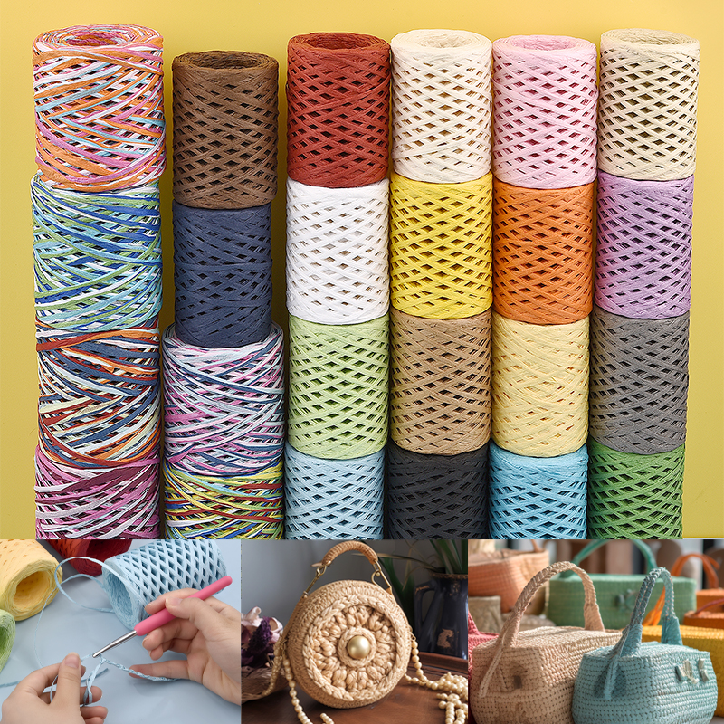 100M Natural Raffia Straw Yarn - مراجعة Crochet Bag Raffia وسعره