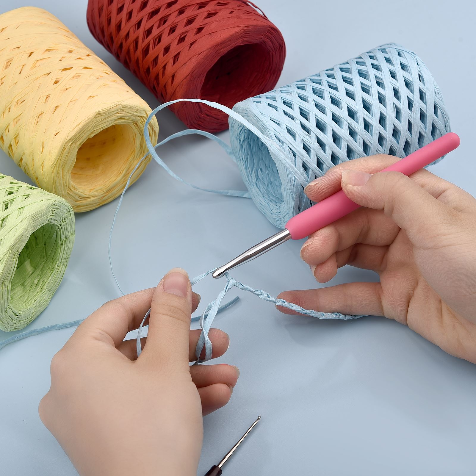 100M Natural Raffia Straw Yarn - مراجعة Crochet Bag Raffia وسعره