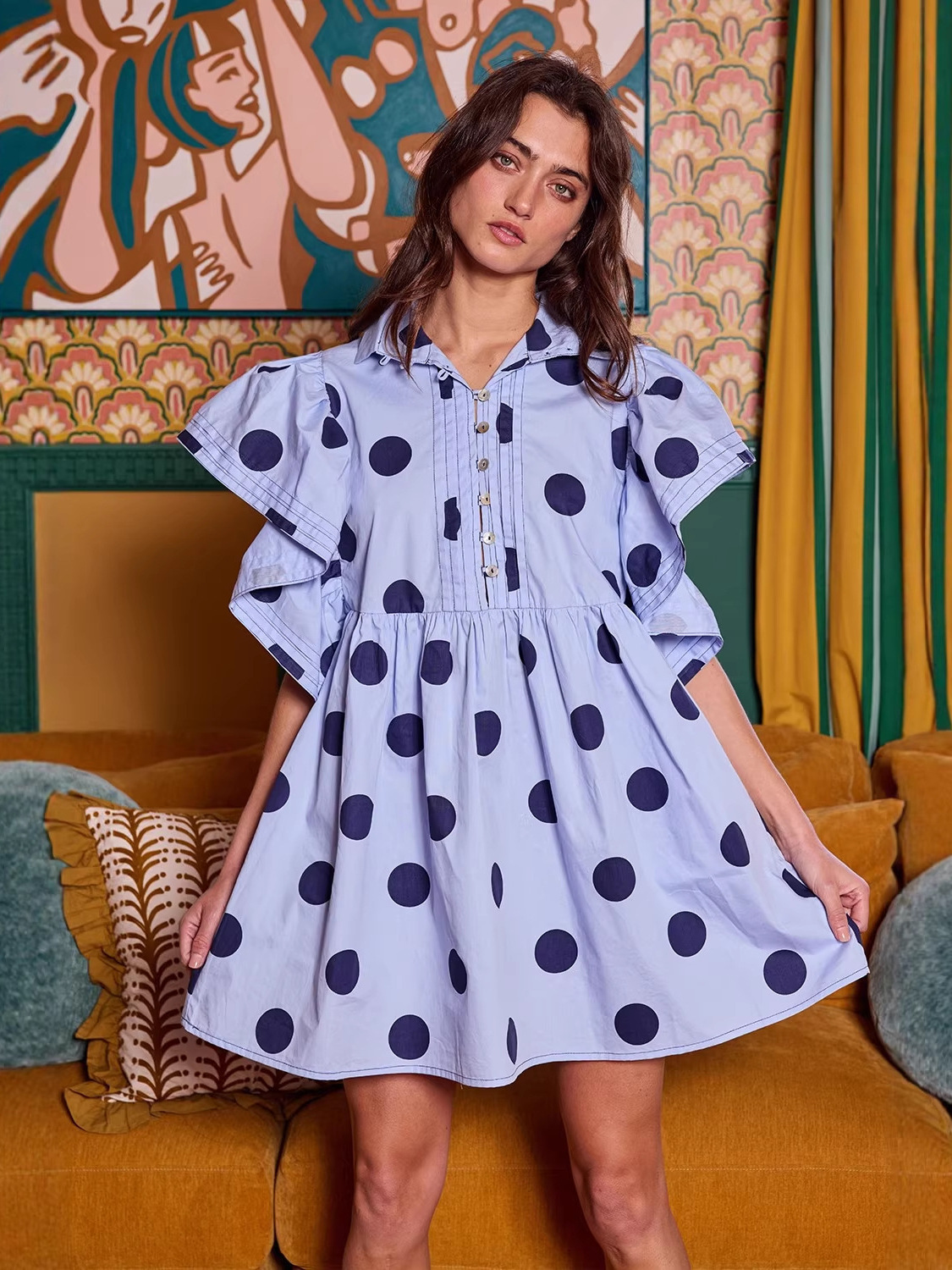 Spring Summer Polka Dot Print  - مراجعة Blouse Off Shoulder وسعره