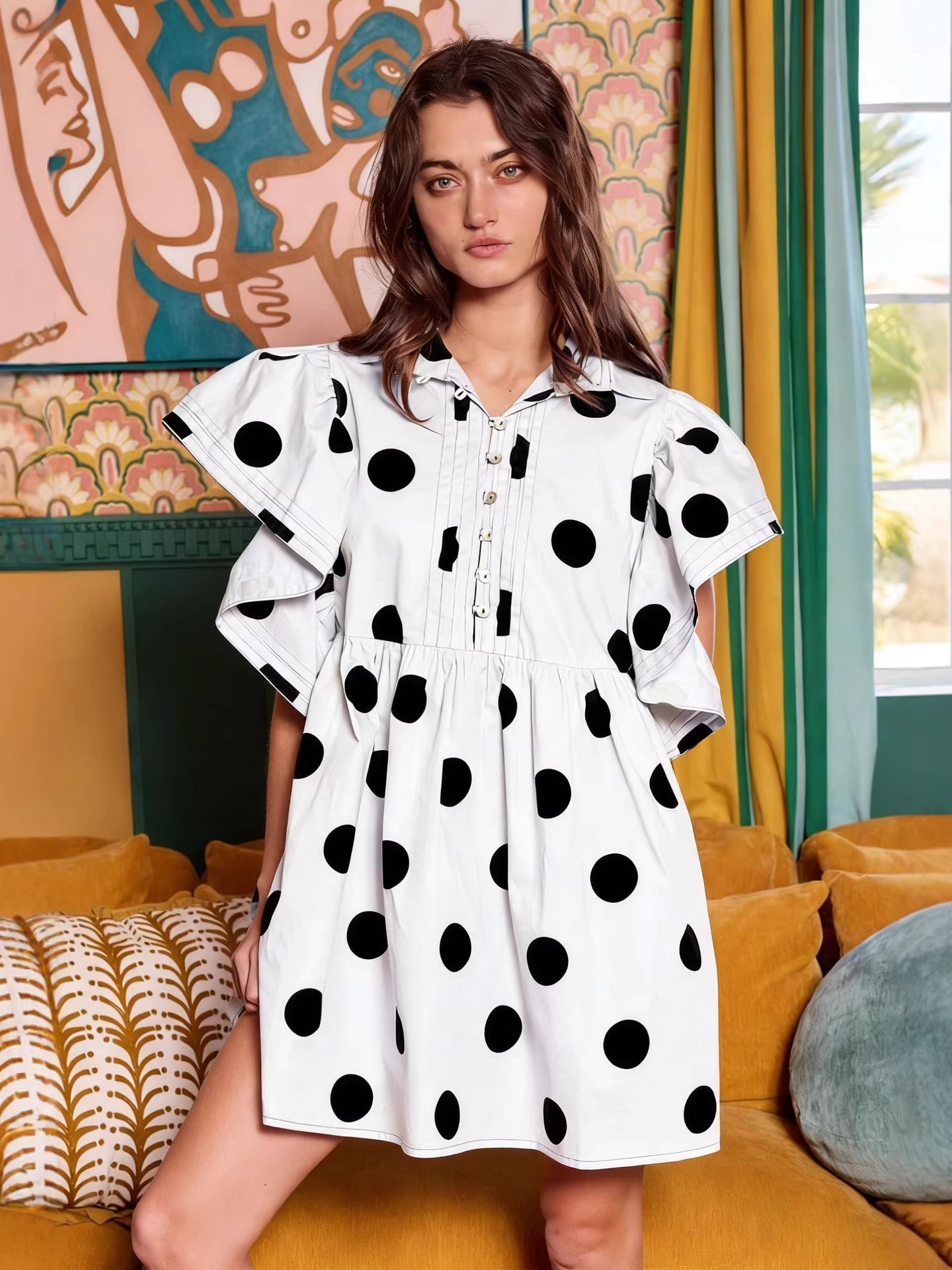Spring Summer Polka Dot Print  - مراجعة Blouse Off Shoulder وسعره