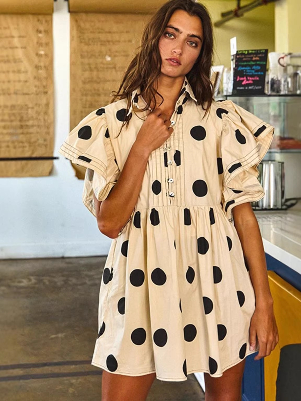 Spring Summer Polka Dot Print  - مراجعة Blouse Off Shoulder وسعره