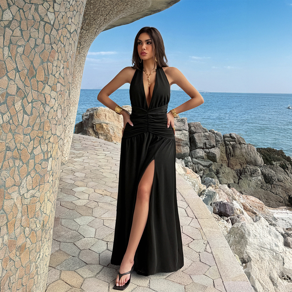 Women's Dress 2 Colors Halter  - مراجعة Maxi Dress Halter وسعره