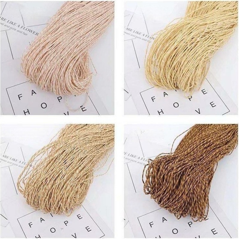 200g 2ply Cotton Raffia Yarn f - مراجعة Crochet Bag Raffia وسعره