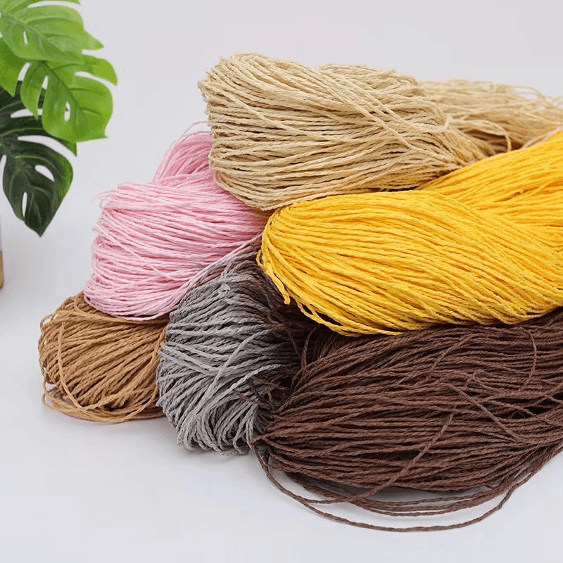 200g 2ply Cotton Raffia Yarn f - مراجعة Crochet Bag Raffia وسعره