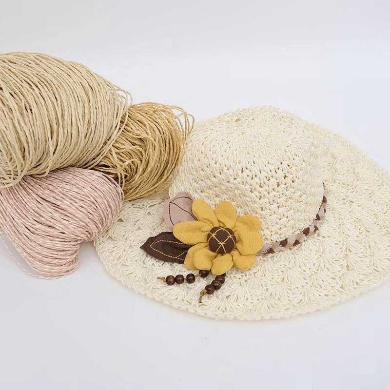 200g 2ply Cotton Raffia Yarn f - مراجعة Crochet Bag Raffia وسعره