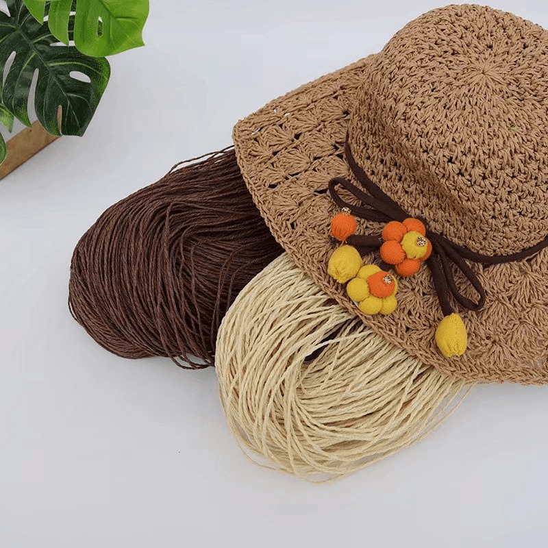 200g 2ply Cotton Raffia Yarn f - مراجعة Crochet Bag Raffia وسعره