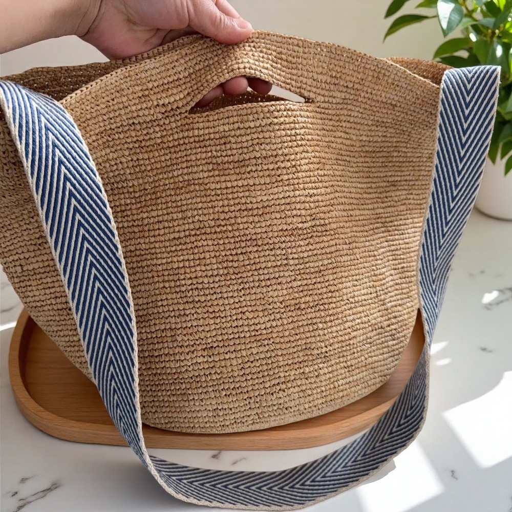 New Raffia Rainbow Bucket Bag  - مراجعة Crochet Bag Raffia وسعره