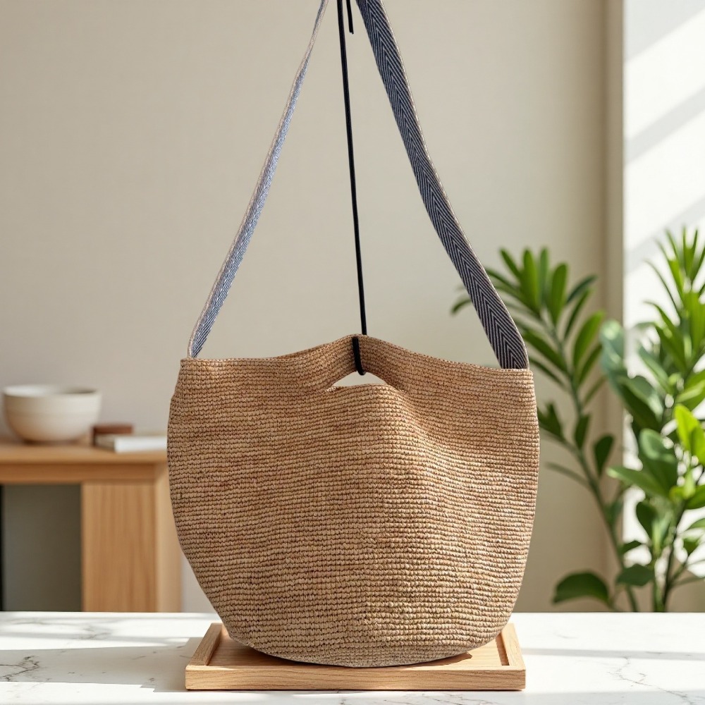 New Raffia Rainbow Bucket Bag  - مراجعة Crochet Bag Raffia وسعره