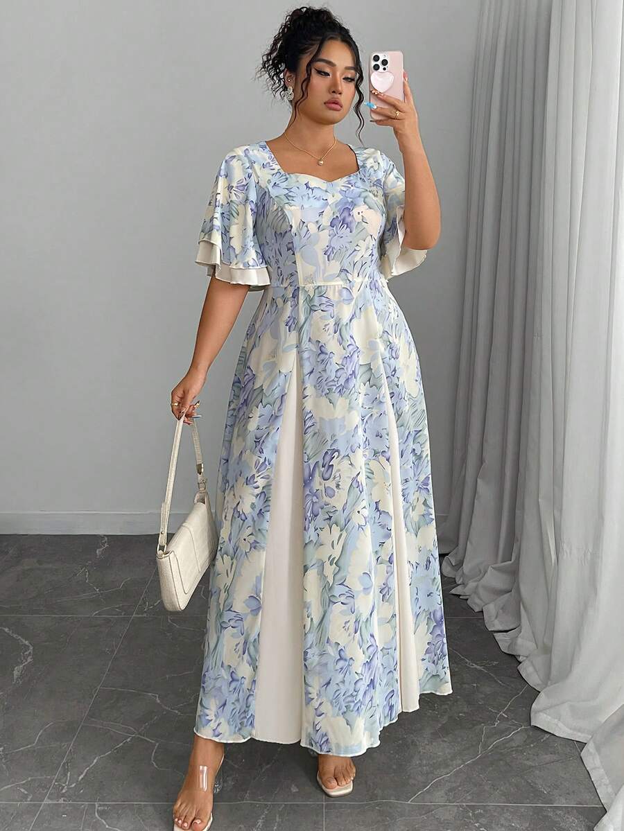 Plus Size Floral Print Square  - مراجعة Romper Floral Print وسعره