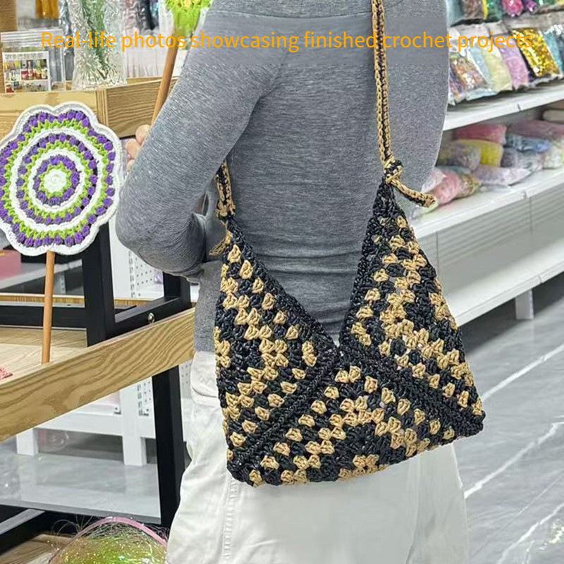100g/pcs Flat Raffia Paper Yar - مراجعة Crochet Bag Raffia وسعره