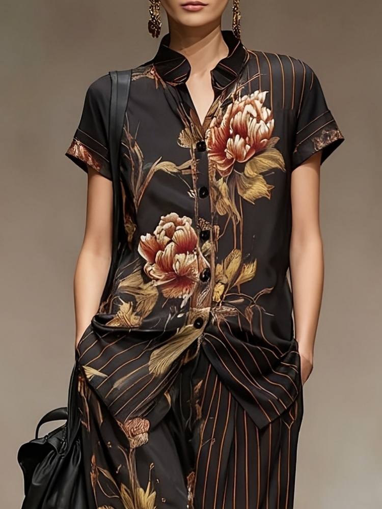 Chiffon Women Summer 2PCS Matc - مراجعة Romper Floral Print وسعره
