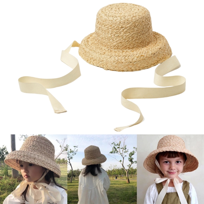 Handwoven Kids Straw  Cap Girl - مراجعة Hat Floppy Wide وسعره