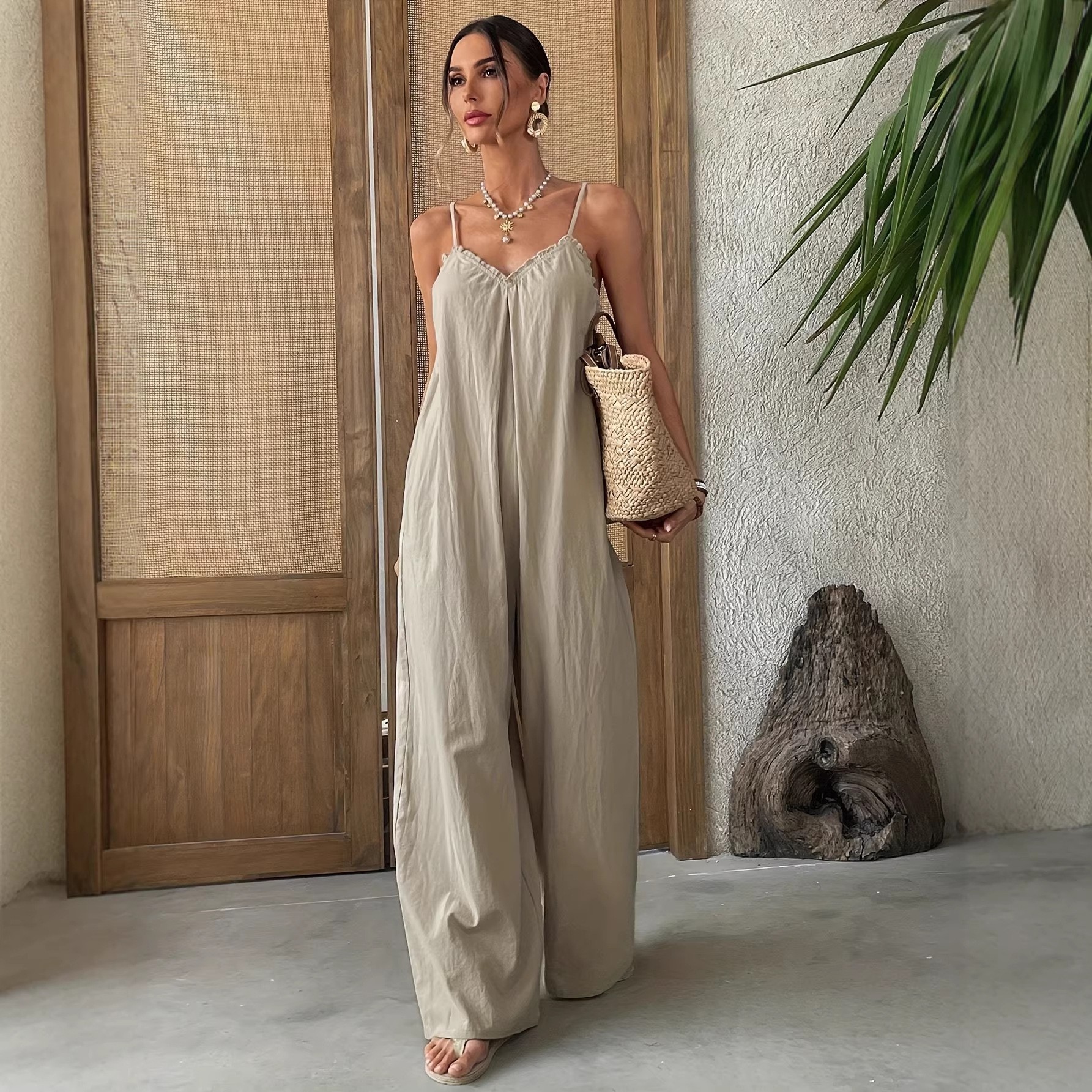 Summer Woman Jumpsuit Sleevele - مراجعة Jumpsuit Linen Relaxed وسعره