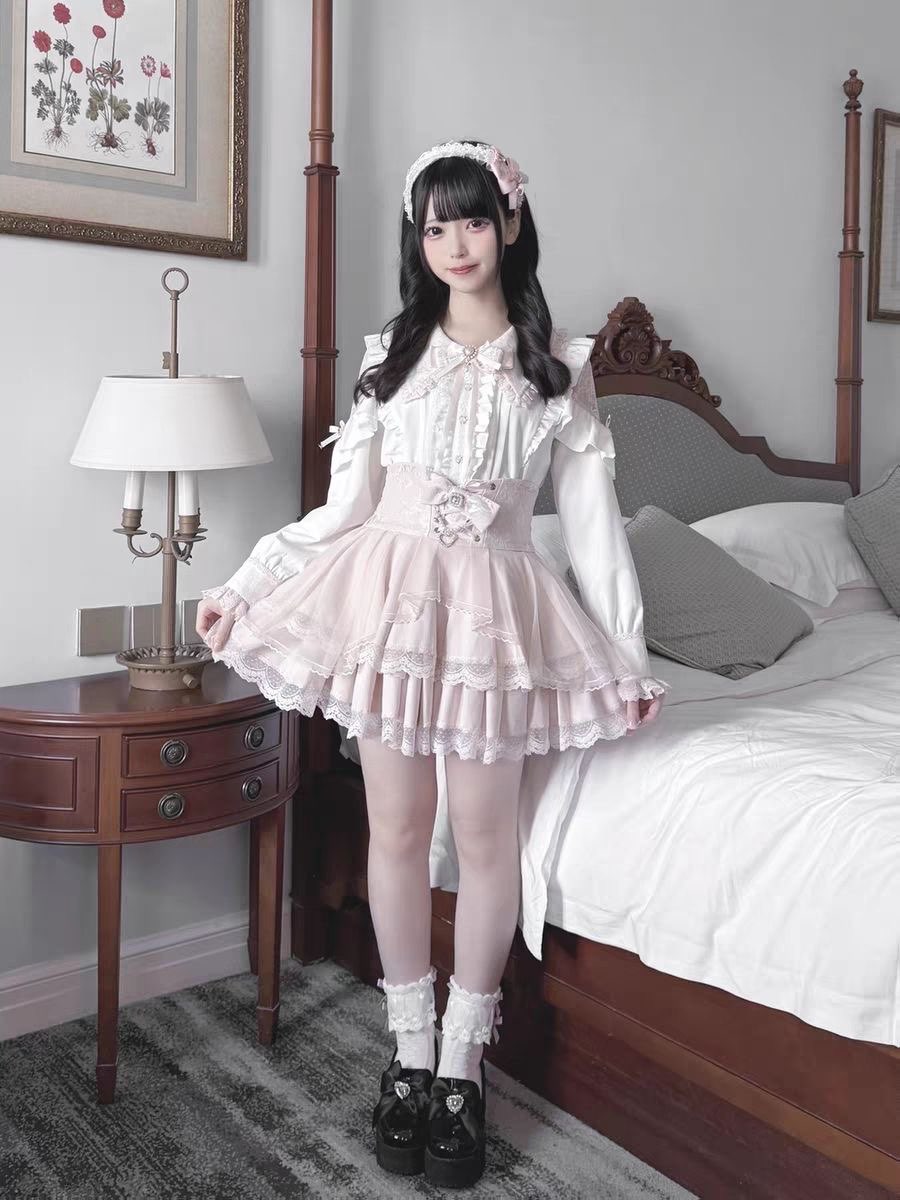 Harajuku Kawaii Skirt Sets Wom - مراجعة Blouse Off Shoulder وسعره