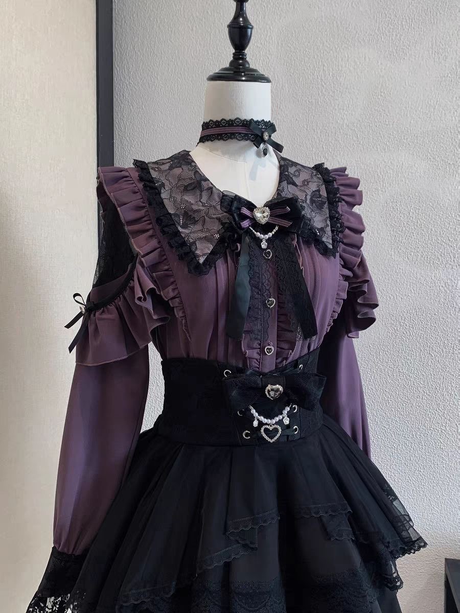 Harajuku Kawaii Skirt Sets Wom - مراجعة Blouse Off Shoulder وسعره