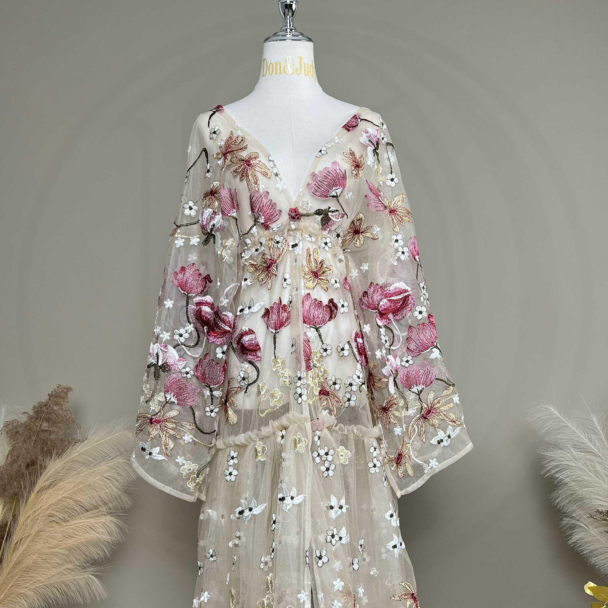 Don&Judy Butterfly Appliqués a - مراجعة Kimono Sheer Floral وسعره